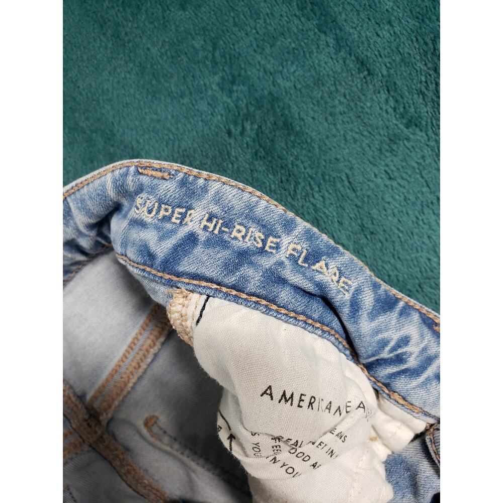 American Eagle Jeans Size 00 Womens Blue Stretch Pants High Rise Real Flared - Picture 5 of 15